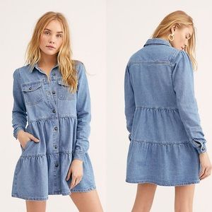 FREE PEOPLE |  Nicole Denim Shirt Dress in Indigo